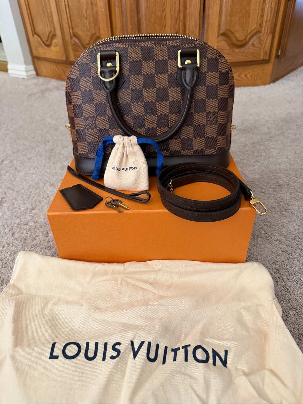 *brand new* Louis Vuitton Damier ebene alma BB Satchel with Gold Hardware